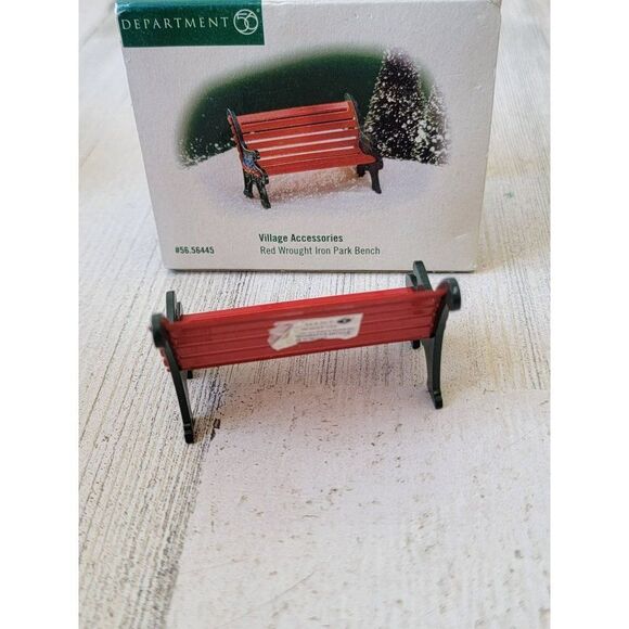 Dept 56 56445 Red Wrought Iron Park Bench village accessory xmas - Picture 3 of 5